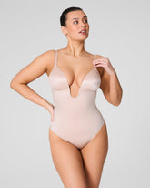 SPANXshape™ Suit Your Fancy Plunge Low-Back Thong Bodysuit | Champagne Beige