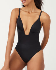 SPANXshape™ Suit Your Fancy Plunge Low-Back Thong Bodysuit | Very Black