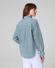 SPANX® Poplin Oversized Button-Up Shirt Classic White/Timeless Navy/Ivy