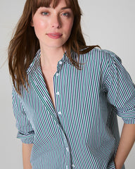 SPANX® Poplin Oversized Button-Up Shirt Classic White/Timeless Navy/Ivy