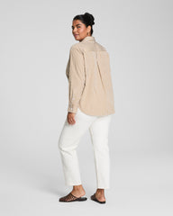 SPANX® Poplin Oversized Button-Up Shirt Porcelain/Flax