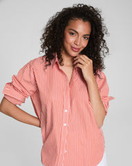 SPANX® Poplin Oversized Button-Up Shirt | Porcelain/Poppy
