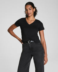 SPANX® Cotton V-Neck Tee Classic Black