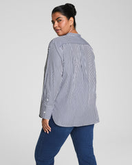 SPANX® Poplin Button-Up Tunic Classic White/Timeless Navy