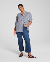 SPANX® Poplin Button-Up Tunic Classic White/Timeless Navy
