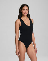 SPANXsmooth™ Jersey V-Neck Thong Bodysuit
