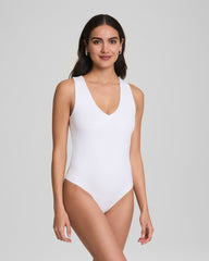 SPANXsmooth™ Jersey V-Neck Thong Bodysuit Classic White