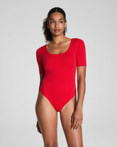 SPANXsmooth™ Jersey Square Neck Thong Bodysuit Spanx Red