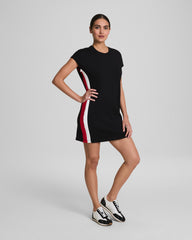 SPANX® AirEssentials Colorblock Mini T-Shirt Dress Very Black/Powder/SPANX® Red