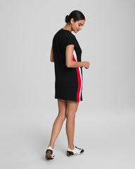 SPANX® AirEssentials Colorblock Mini T-Shirt Dress Very Black/Powder/SPANX® Red