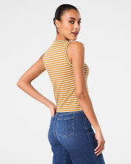 SPANX® Cotton Crewneck Tank Stripe | Flax Powder Stripe