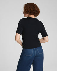 SPANX® Sleek Jersey Elbow Sleeve Ruched Top | Classic Black