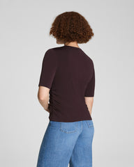 SPANX® Sleek Jersey Elbow Sleeve Ruched Top | Truffle Brown