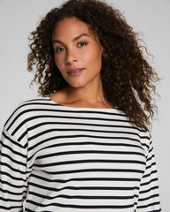 SPANX® Cotton Boatneck Top Ivory/Classic Black