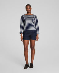 SPANX® Cotton Boatneck Top Ivory/Timeless Navy