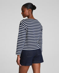 SPANX® Cotton Boatneck Top Ivory/Timeless Navy