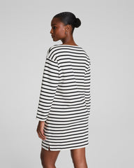 SPANX® Cotton Boatneck Mini Dress Ivory/Classic Black