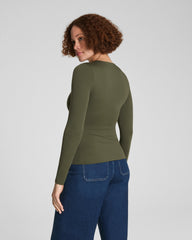 SPANXsmooth™ Jersey Crewneck Long Sleeve Top Dark Pine