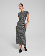 SPANX® AirEssentials Tie-Waist Maxi Dress, Stripe Very Black Stripe