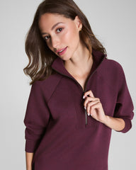 SPANX AirEssentials® Brushed Half Zip Tunic Plum Berry Heather