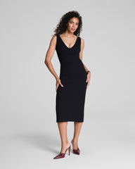 SPANXshape™ Ponte V-Neck Midi Dress Classic Black