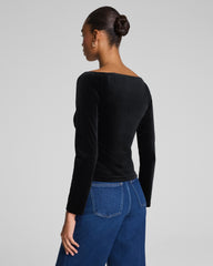 SPANX® Velvet Ballet Neck Long Sleeve Top | Classic Black