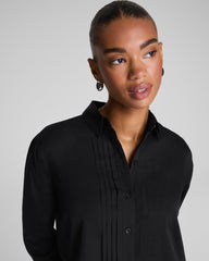 SPANX® Poplin Cropped Button-Up Shirt | Classic Black