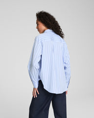 SPANX® Poplin Oversized Button-Up Shirt Hydrangea Stripe