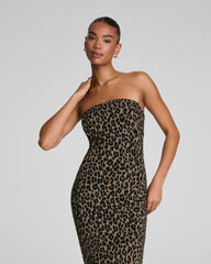 SPANXsupersmooth™ Ponte Jacquard Strapless Midi Dress Light Leopard Print