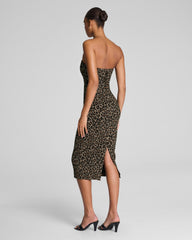 SPANXsupersmooth™ Ponte Jacquard Strapless Midi Dress Light Leopard Print