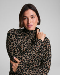 SPANX® Ponte Jacquard Turtleneck Light Leopard Print