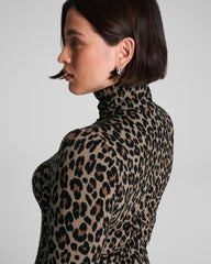 SPANX® Ponte Jacquard Turtleneck Light Leopard Print