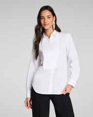 SPANX® Poplin Mini Pintuck Button-Up Shirt Classic White