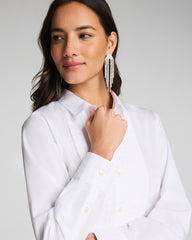 SPANX® Poplin Mini Pintuck Button-Up Shirt Classic White