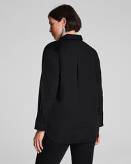 SPANX® Poplin Tuxedo Button-Up Shirt Classic Black