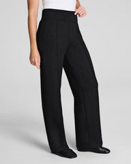 SPANX AirEssentials® Luxe Straight Leg Pant with Shimmer Very Black / Silver Shimmer