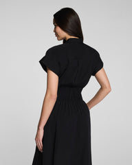 SPANX® Poplin Smocked Midi Shirt Dress | Classic Black