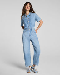 SPANXsupersmooth™ Authentic 360 Lightweight Denim Barrel Leg Jumpsuit | Seaside Blue