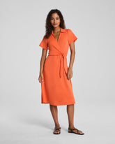 SPANX AirEssentials® Collared Tie-Waist Midi Dress | Sunset Coral
