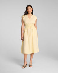 SPANX® Poplin V-Neck Smocked Midi Dress