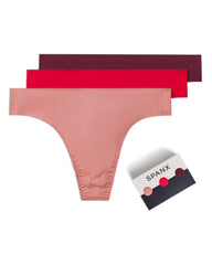 SPANXsmooth™ Fit-To-You Thong 3-Pack Box Rose Quartz/Spanx Red/Blackberry
