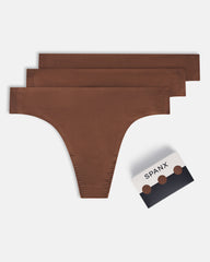 SPANXsmooth™ Fit-To-You Supima® Cotton Thong 3-Pack Chestnut Brown