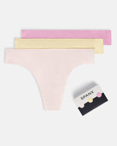 SPANXsmooth™ Fit-To-You Supima® Cotton Thong 3-Pack Pink Blossom/Daffodil/Petunia