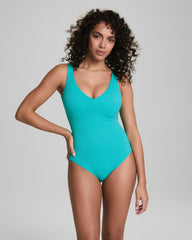 SPANXshape™ Swim Pique Plunge One-Piece Juniper