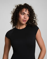 SPANXshape™ Swim Pique High Neck Short Sleeve One-Piece Very Black