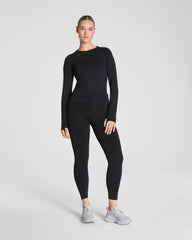 SPANXshape™ Get Moving Long Sleeve Top with SecretSweat Tech Eclipse