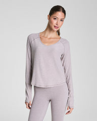 SPANX® SoftStretch V-Neck Long Sleeve Top Coastal Fog / Light Coastal Fog
