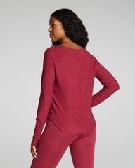 SPANX® SoftStretch V-Neck Long Sleeve Top Red Merlot Heather