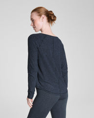 SPANX® SoftStretch V-Neck Long Sleeve Top | Very Black / Light Very Black