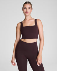 SPANX® Get Moving Cropped Square Neck Shelf Tank Truffle Brown
